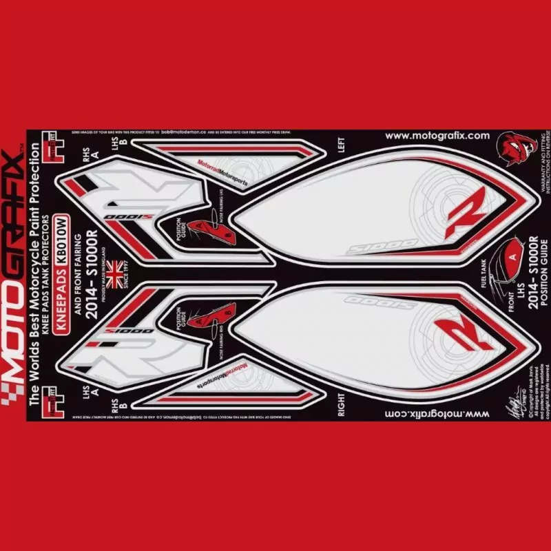 Motografix Front und Tankschutz Knie Pads BMW S 1000 R 2014-2016 KB010W