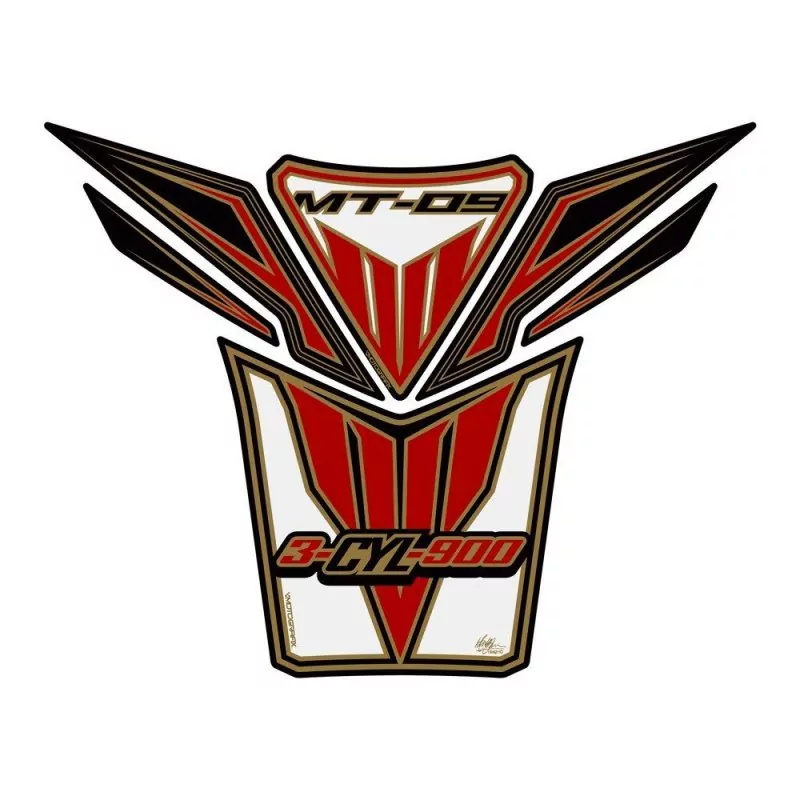 Motografix Yamaha MT-09 White / Red 3D Gel Tank Pad Protector TY022WRA