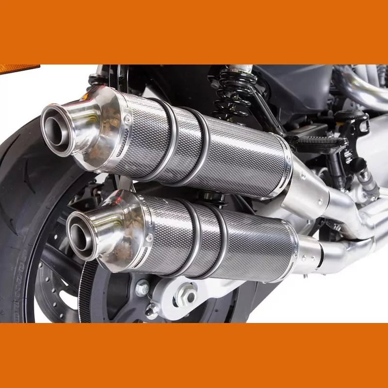 Harley Davidson Xr 1200 2008-2012, Poppy Tondo, Dual Homologated legal slip-on exhaust including removable db killers and link p