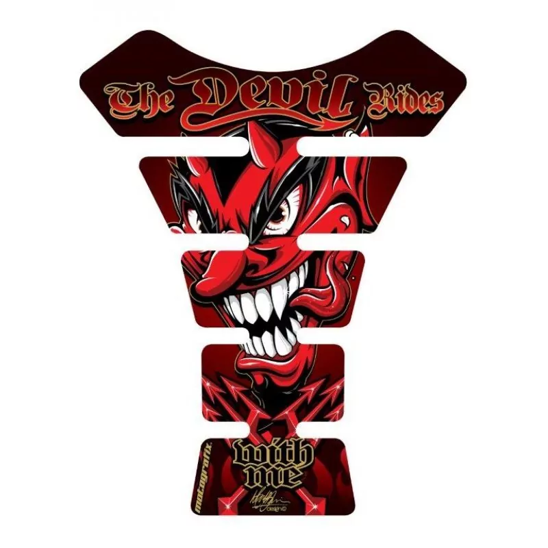 Motografix The Devil Rides With Me Red 3D Gel Tank Pad Protector ST056R