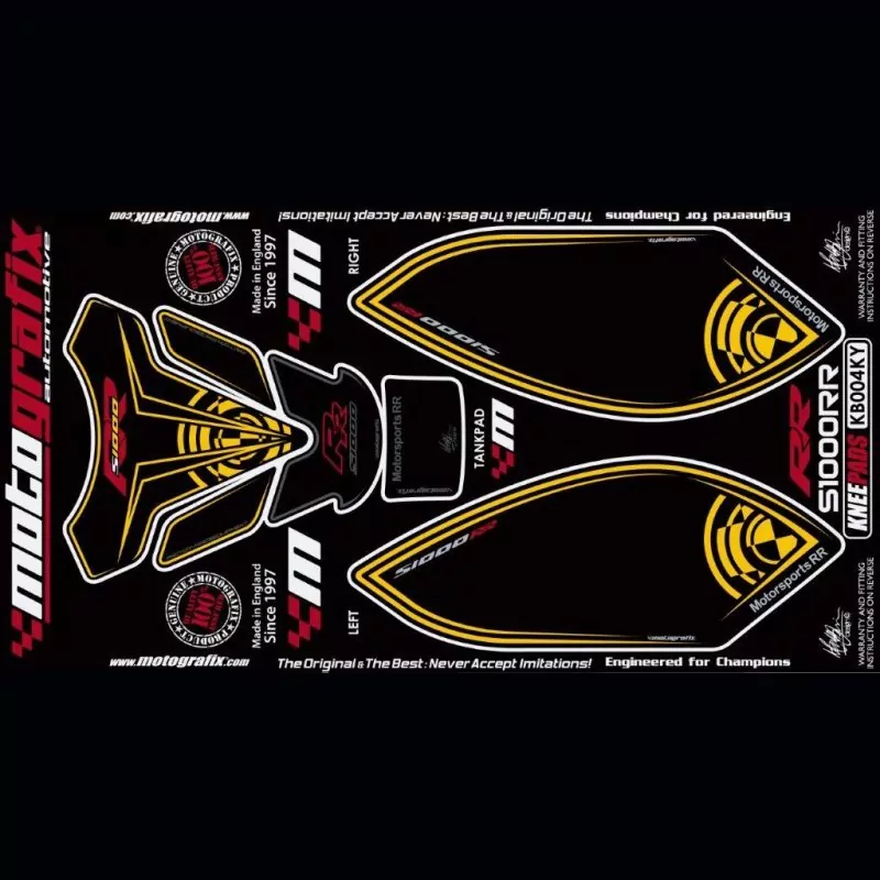 Motografix Tankschutz Knie Pads BMW S1000 RR 2009-2011 KB004KY