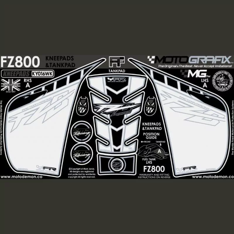 Motografix Tankschutz Knie Pads YAMAHA FZ800 FZ8 N 2010- KY016WK