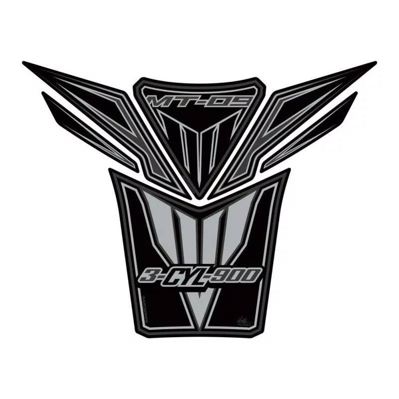 Motografix Yamaha MT-09 Black / Silver 3D Gel Tank Pad Protector TY022KS