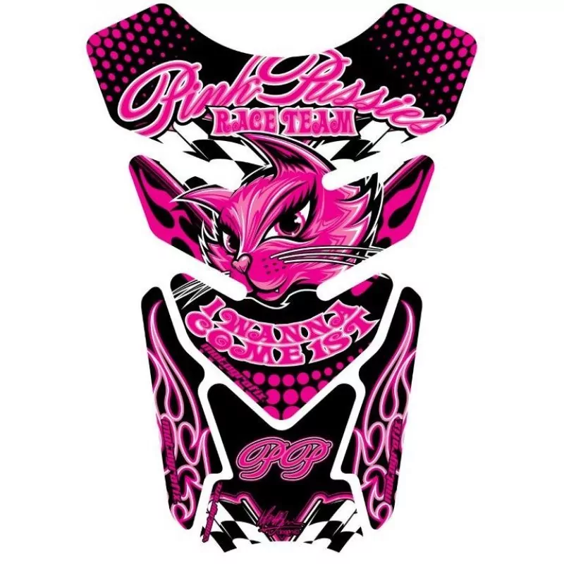 Motografix Pink Pussies I Wanna Come First Black / Pink 3D Gel Tank Pad Protector ST085K