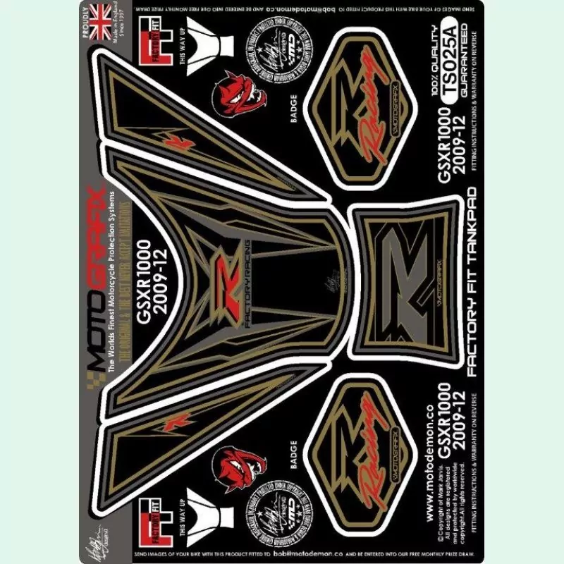 Motografix Racing Suzuki GSX-R 1000 3D Gel Tank Pad Protector TS025A