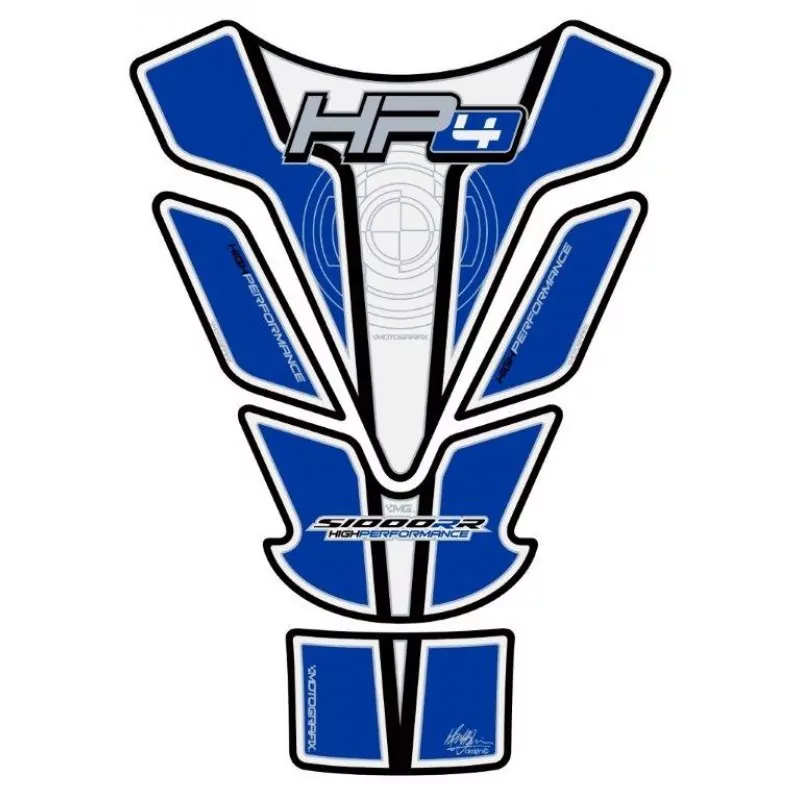 BMW HP4 Blue / White 3D Gel Tank Pad Protector Motografix TBHP4W