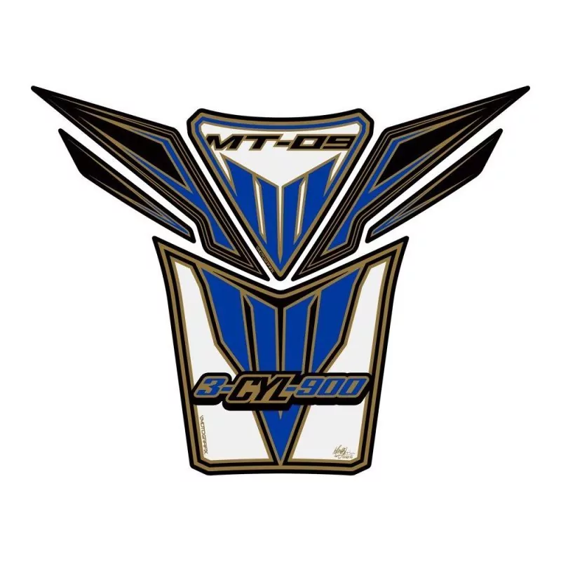 Motografix Yamaha MT-09 White / Blue 3D Gel Tank Pad Protector TY022WBA