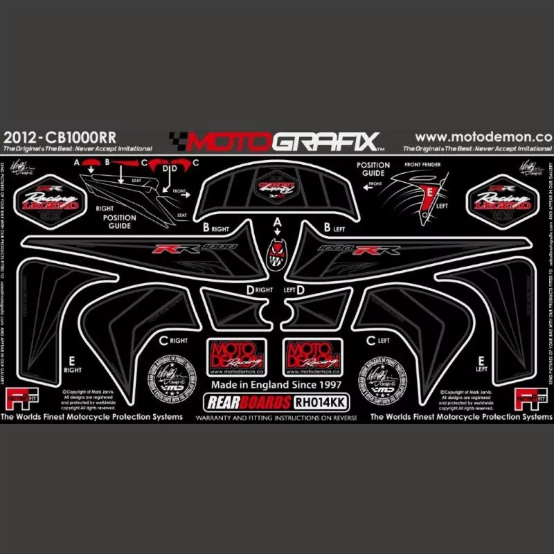 Motografix Steinschlagschutz hinten Honda CBR 1000 RR 2012-2016 RH014KK