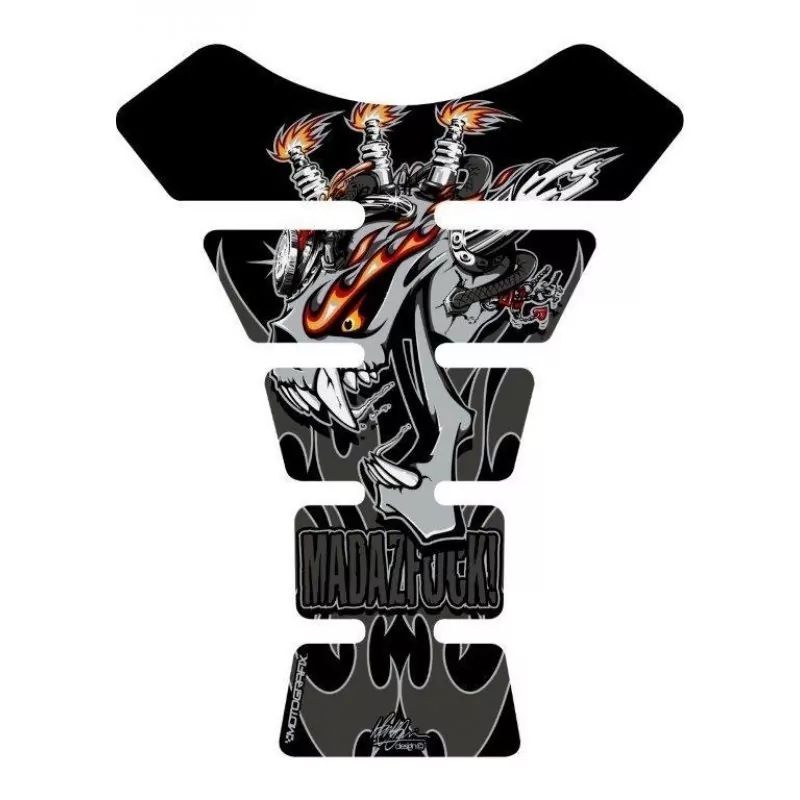 Motografix Mad Az F**K Gashead Black / Silver 3D Gel Tank Pad Protector ST020K