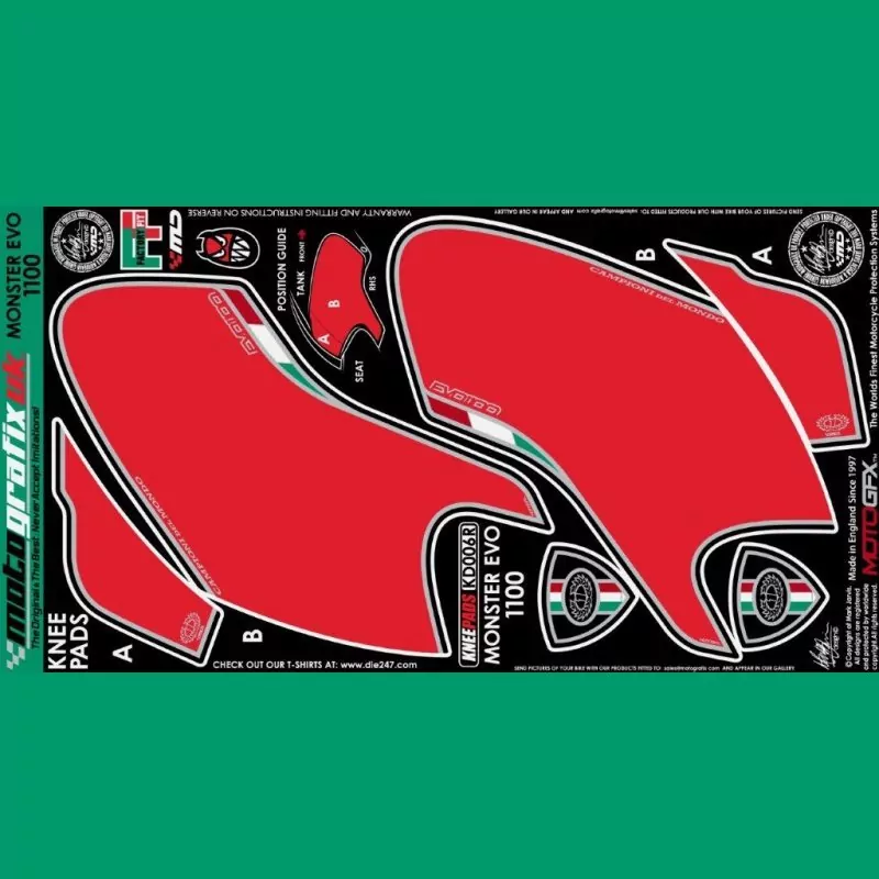 Motografix Tankschutz Knie Pads Ducati Monster 1100 EVO 2009- KD006R