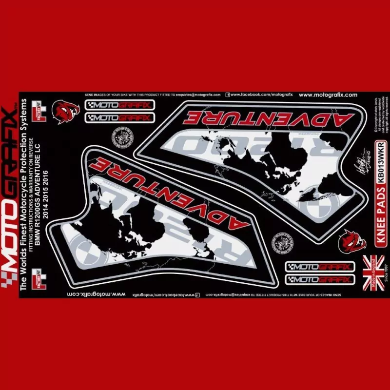 Motografix Tankschutz Knie Pads BMW R1200 GS Adventure 2014- KB013WKR