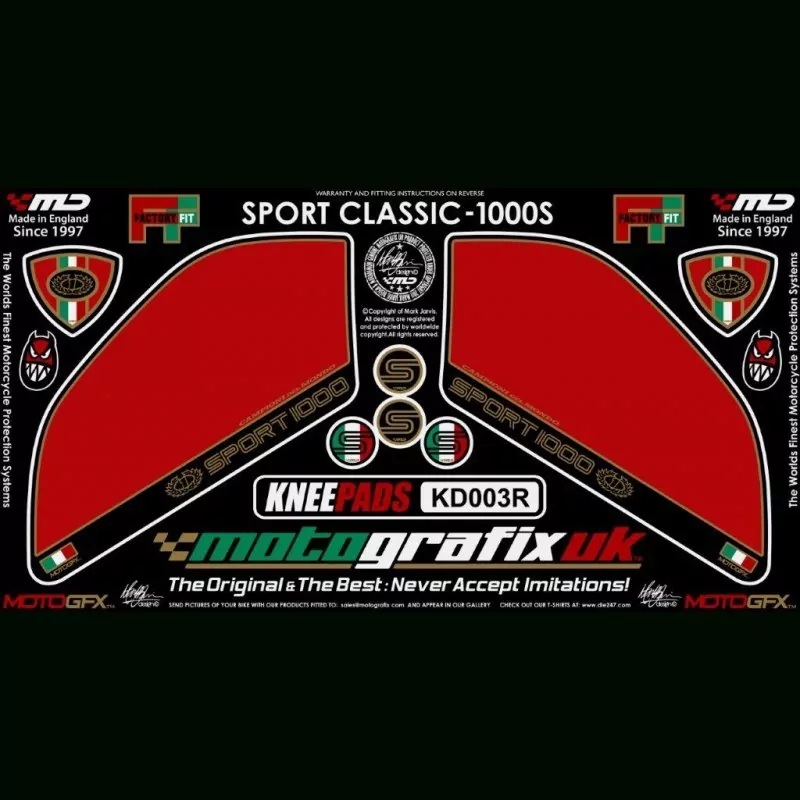 Motografix Tankschutz Knie Pads Ducati Sport Classic 1000 / S KD003R