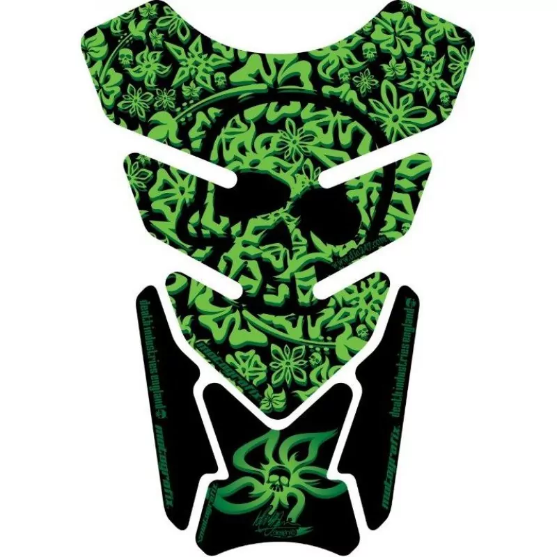 Motografix Hawaiian Aloha Skull Design Green 3D Gel Tankpad Protector ST076G