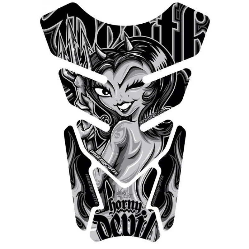Motografix Horny Devil Silver / Black 3D Gel Tank Pad Protector ST074KS