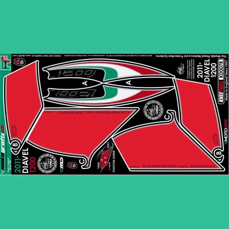 Motografix Tankschutz Knie Pads Ducati DIAVEL 1200 KD007R