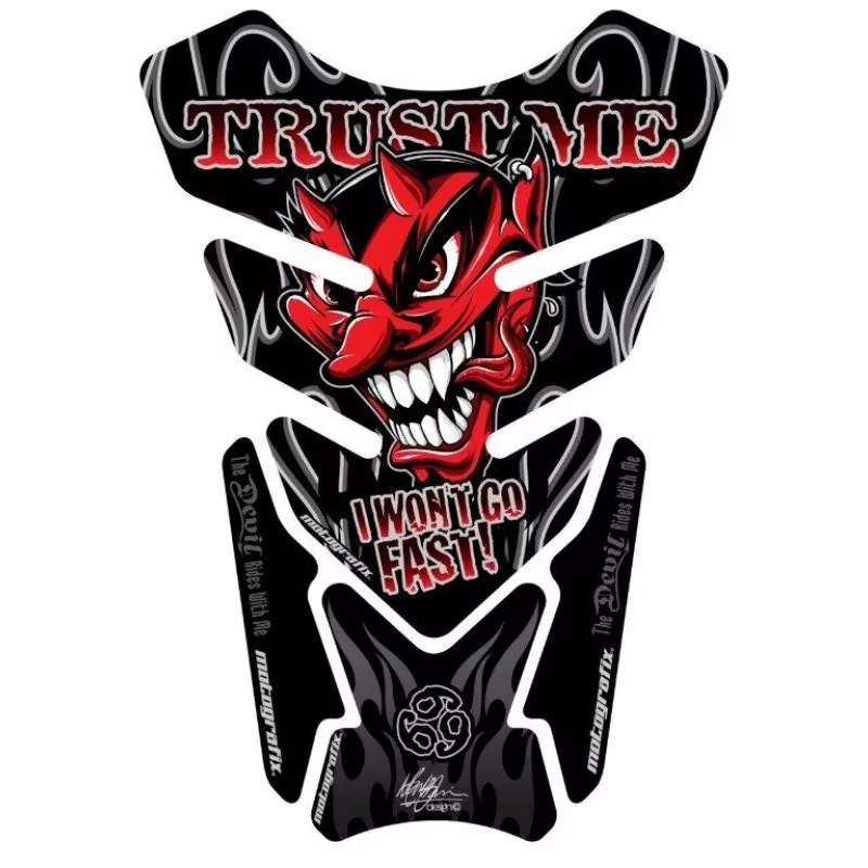 Motografix Trust Me I Wont Go Fast Black / Red 3D Gel Tank Pad Protector ST079K