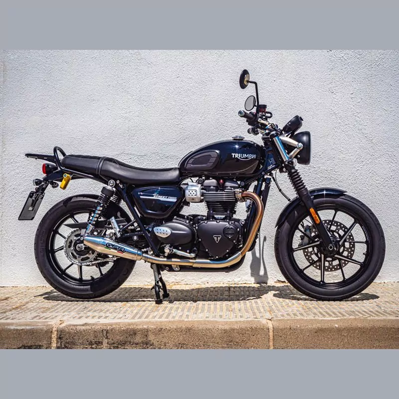 Triumph Street Twin 900 2020-2021, Vintacone, Dual Homologated legal slip-on exhaust including removable db killers and link pip