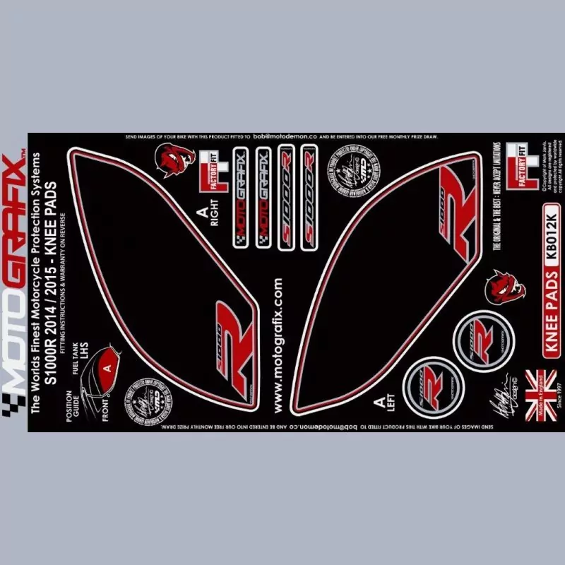 Motografix Tankschutz Knie Pads BMW S 1000 R 2014-2016 KB012K
