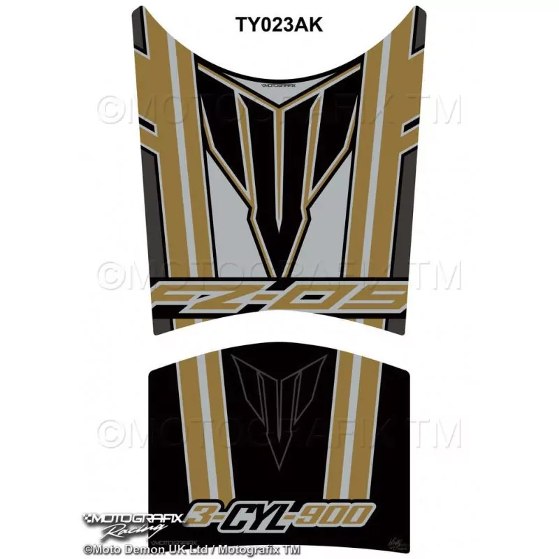 Motografix Yamaha FZ-09 Black / Gold 3D Gel Tank Pad Protector TY023AK