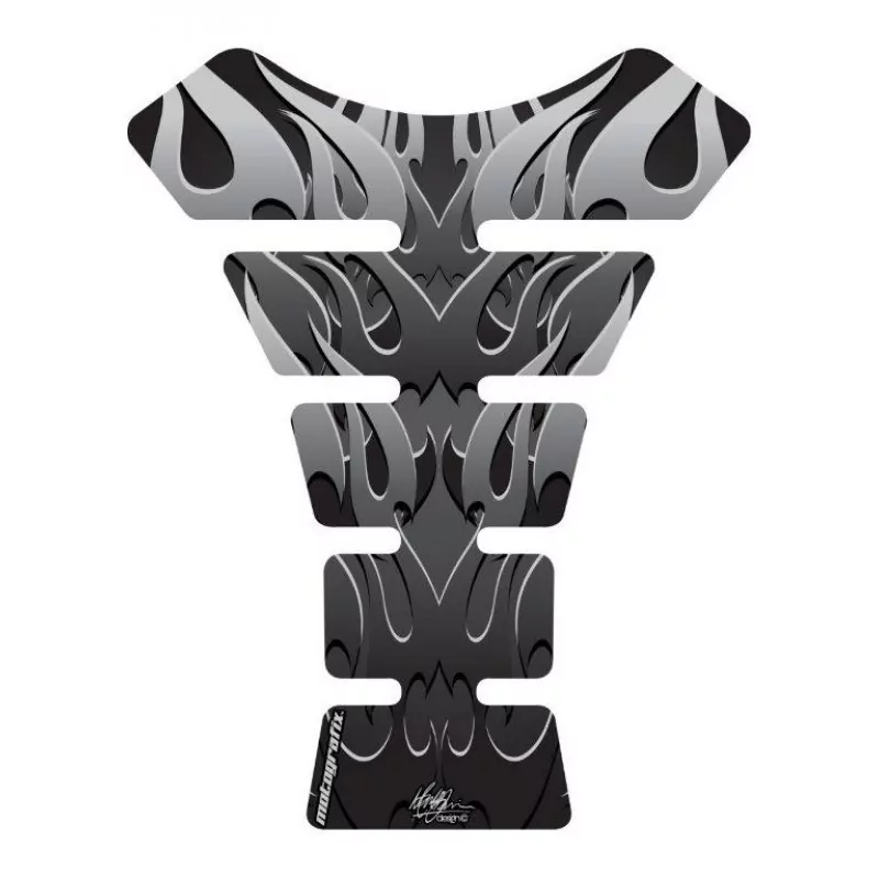 Motografix Tribal Hell Flame Silver / Black 3D Gel Tank Pad Protector ST061KS