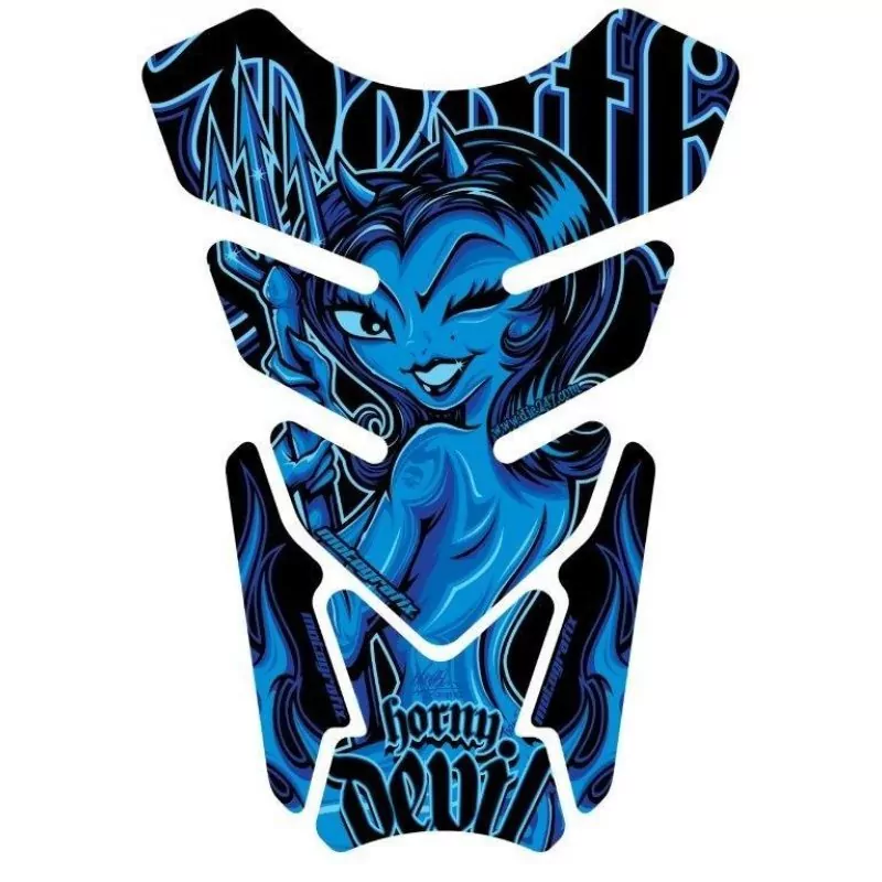 Motografix Horny Devil Blue 3D Gel Tank Pad Protector ST074B