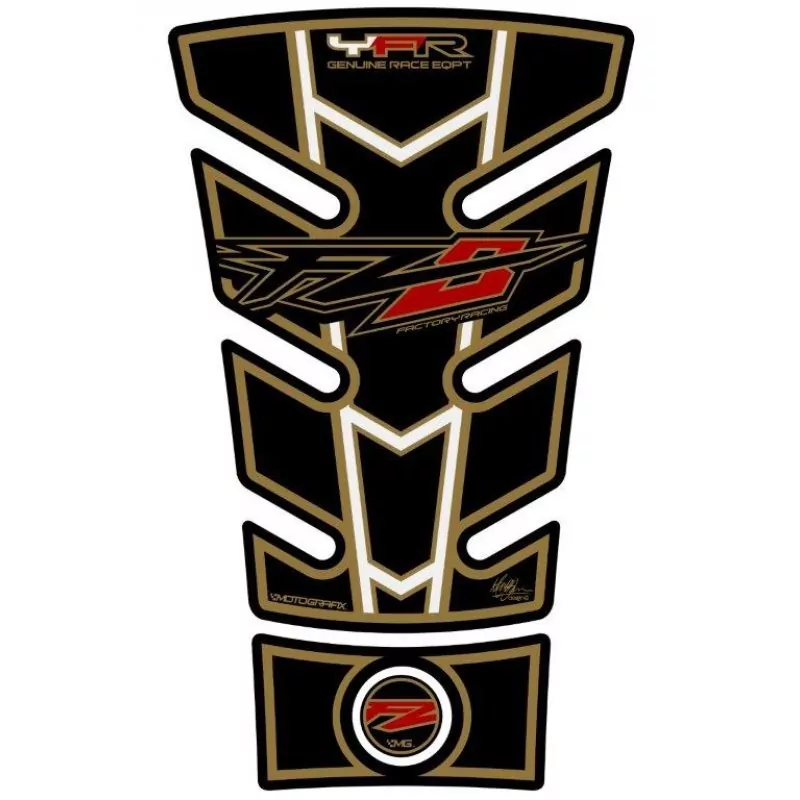 Motografix Yamaha FZ 8 Black / Gold 3D Gel Tank Pad Protector TY018KA