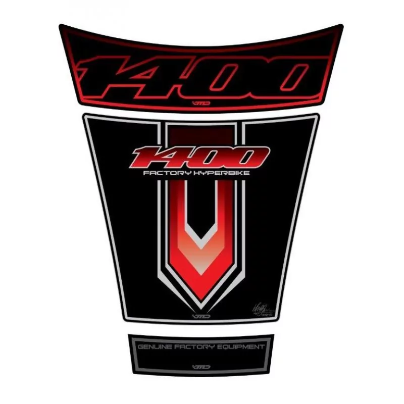 Motografix Suzuki GSX 1400 Black Red 3D Gel Tank Pad Protector TS022KR