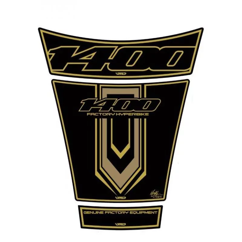 Motografix Suzuki GSX 1400 Black Gold 3D Gel Tank Pad Protector TS022KA
