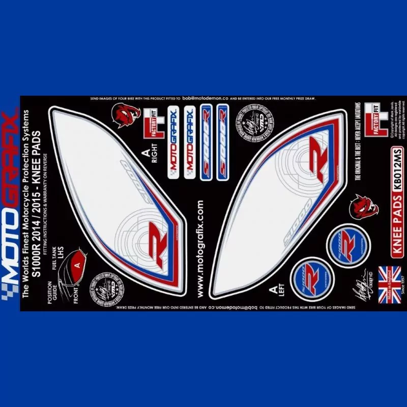 Motografix Tankschutz Knie Pads BMW S 1000 R 2014-2016 KB012MS