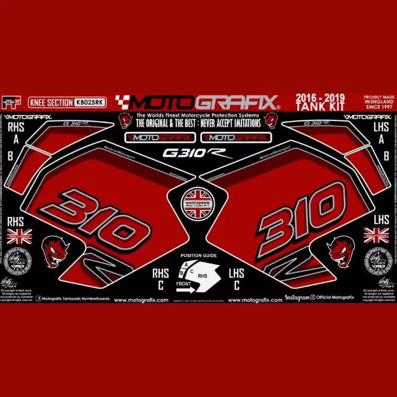 Motografix Tankschutz Knie Pads BMW G310R 2016- KB025RK