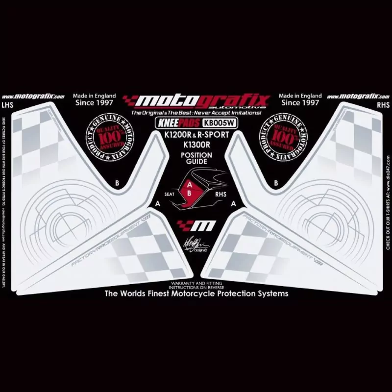 Motografix Tankschutz Knie Pads BMW K 1200/R/SPORT 2007- KB005W