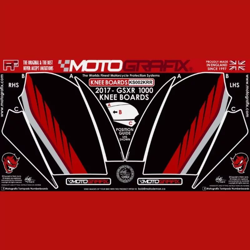 Motografix Tankschutz Knie Pads SUZUKI GSX-R 1000 / R 2017- KS002KRR