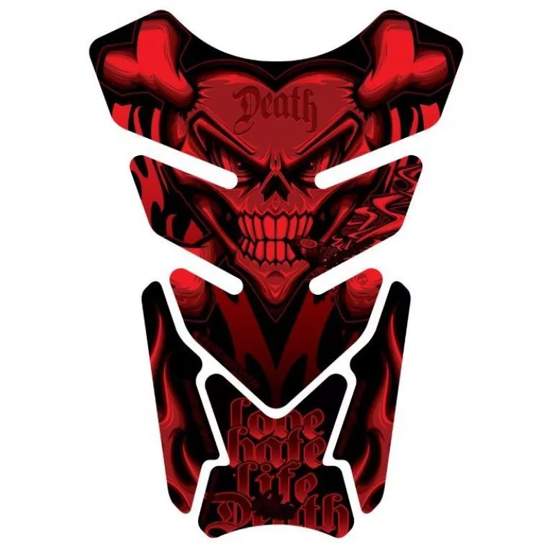 Motografix Smoking Sacred Heart Skull Red 3D Gel Tankpad Protector ST077R
