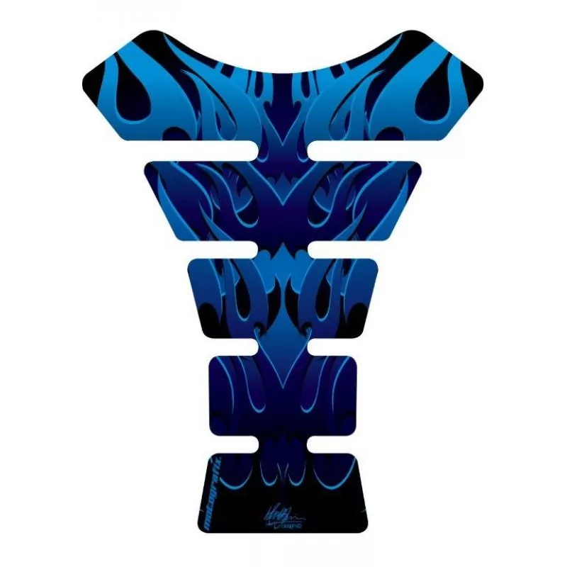 Motografix Tribal Hell Flame Blue 3D Gel Tank Pad Protector ST061B