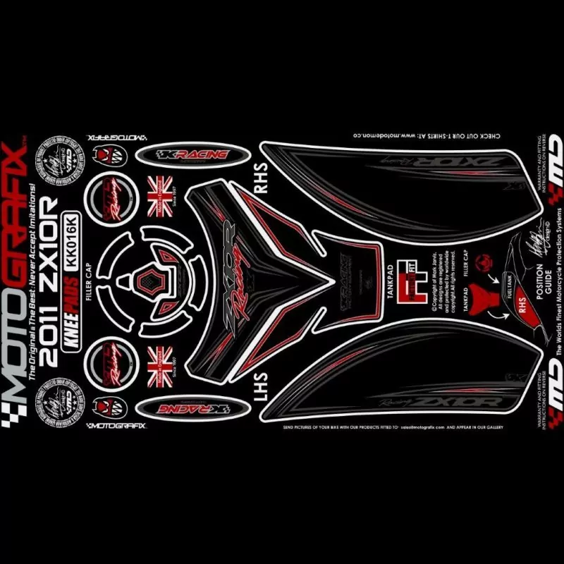 Motografix Tankschutz Knie Pads KAWASAKI ZX10R 2011-2015 KK016K