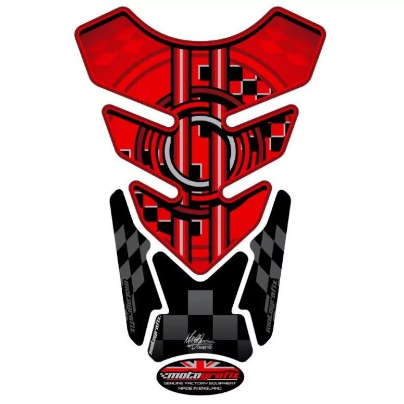 BMW Style Red / Black Universal 3D Gel Tank Pad Protector Motografix TB001R