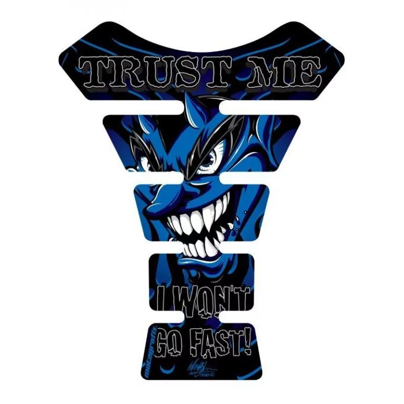 Motografix Trust Me I Wont Go Fast Devil Blue 3D Gel Tank Pad Protector ST059B