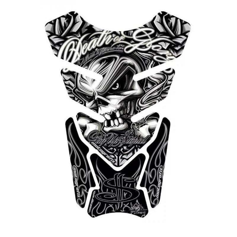 Motografix Death or Glory - Pay Up Stupid Silver / Black 3D Gel Tankpad Protector ST086K