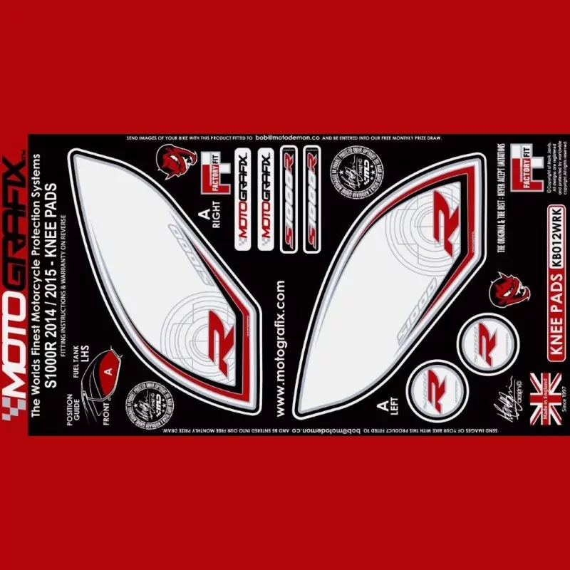 Motografix Tankschutz Knie Pads BMW S 1000 R 2014-2016 KB012WRK