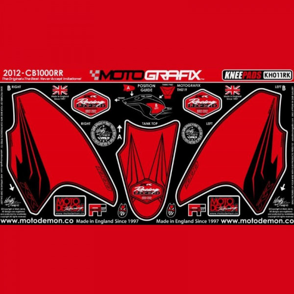 Motografix Fuel Tank Guard Knee Pads Honda CBR 1000 RR Fireblade 2012-2016 KH011RK