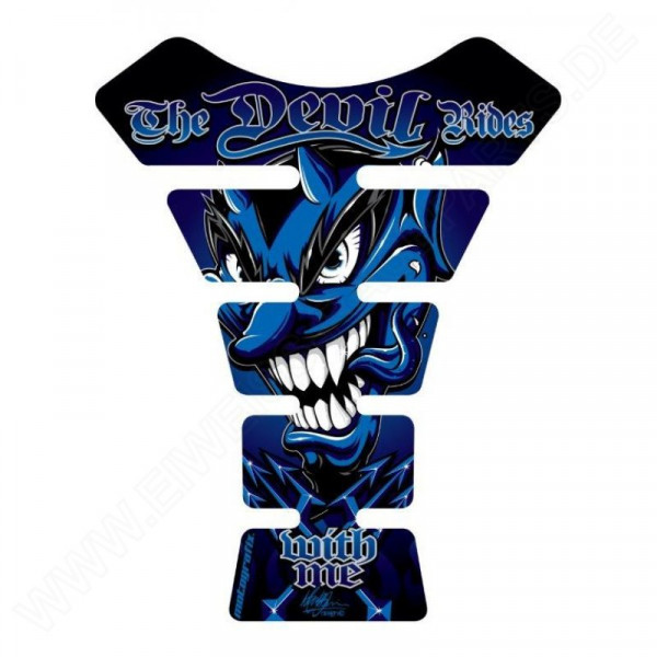 Motografix The Devil Rides With Me Blue 3D Gel Tank Pad Protector ST056B