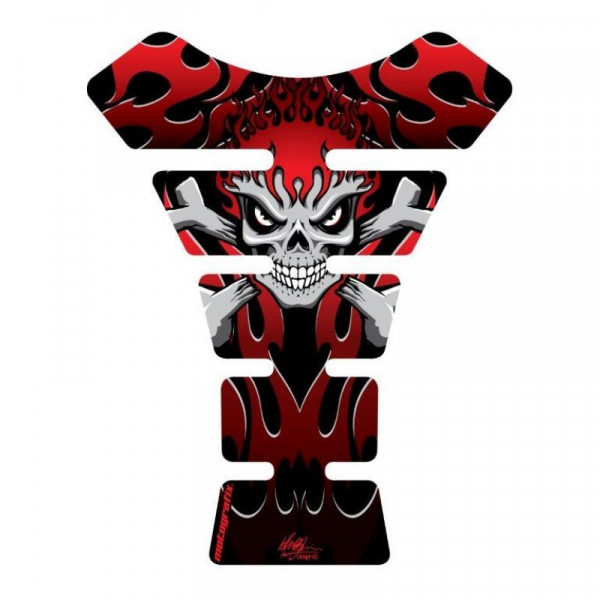 Motografix Flaming Skull Red 3D Gel Tank Pad Protector ST063R