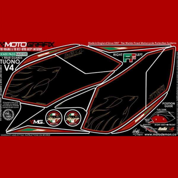 Motografix Fuel Tank Guard Knee Pads Aprilia Tuono V4 KA001KR