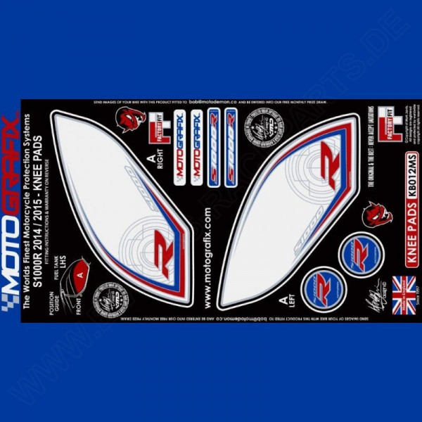 Motografix Fuel Tank Guard Knee Pads BMW S 1000 R 2014- KB012MS