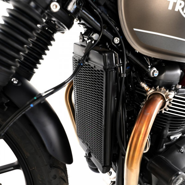 R&G Kühlergitter Schutz PRO BLACK passend für Triumph Bonneville T120 / T100 / Speed Twin 900 / 1200