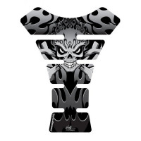 Motografix Flaming Skull Silber/Schwarz 3D Gel Tankpad Protector ST063KS Motografix Flaming Skull Silber/Schwarz 3D Gel Tankpad Protector ST063KS
