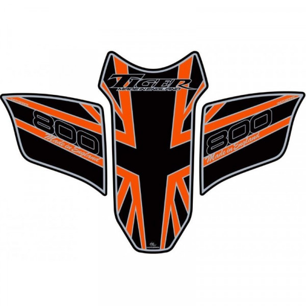 Motografix Triumph Tiger 800 Orange Black 3D Gel Tank Pad Protector TT018OJ