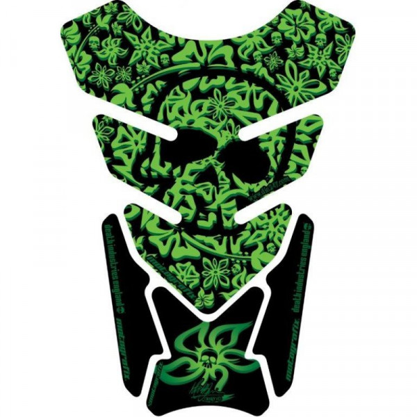 Motografix Hawaiian Aloha Skull Design Green 3D Gel Tankpad Protector ST076G