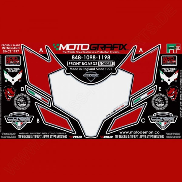 Motografix Steinschlagschutz vorn Ducati 848 / 1098 / 1198 ND008R