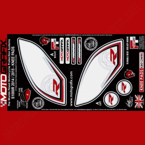 Motografix Fuel Tank Guard Knee Pads BMW S 1000 R 2014- KB012WRK